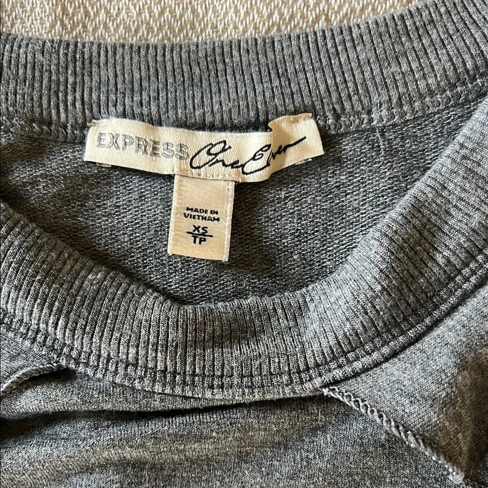 Express Gray Ruffle Cold Shoulder Top - Picture 2 of 2